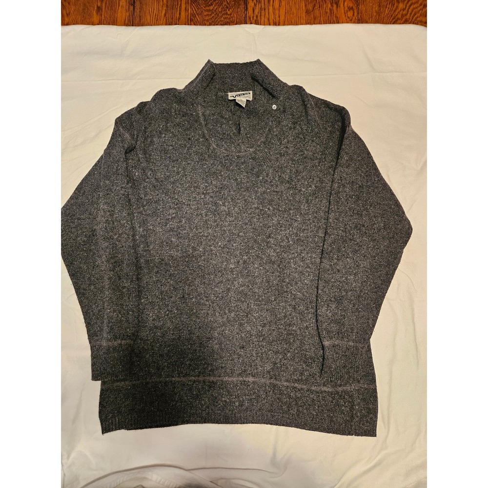 Visions Vintage Men's Charcoal Gray Mock Neck Sweater Size M Silk Lambs Wool